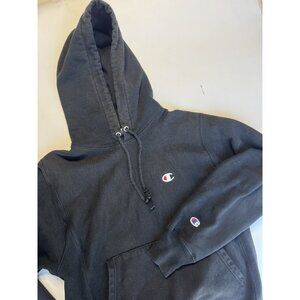 Vintage Champion Reverse Weave Black Sweatshirt Hoodie  blank Heavy Size Small